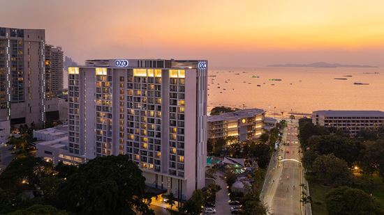 Exterior Ocean View Drone Shot Sunset